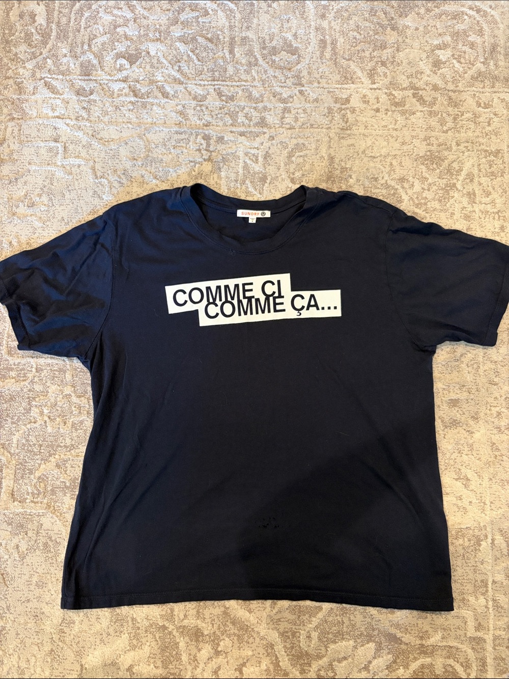 Sundry Black Tee with White 'Comme Ci' Graphic